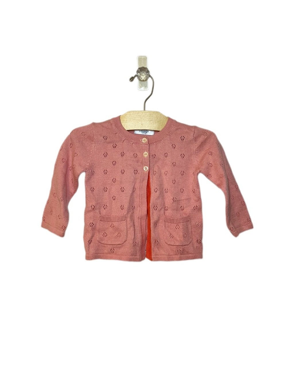 Baby Boden 6-12m Pink Pointelle Cardigan Lightweight Sweater